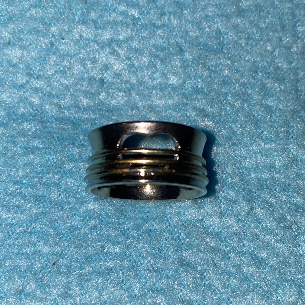 LOVE heart cut out wide band boho style wrap ring silver gold color size 9 - Picture 4 of 12